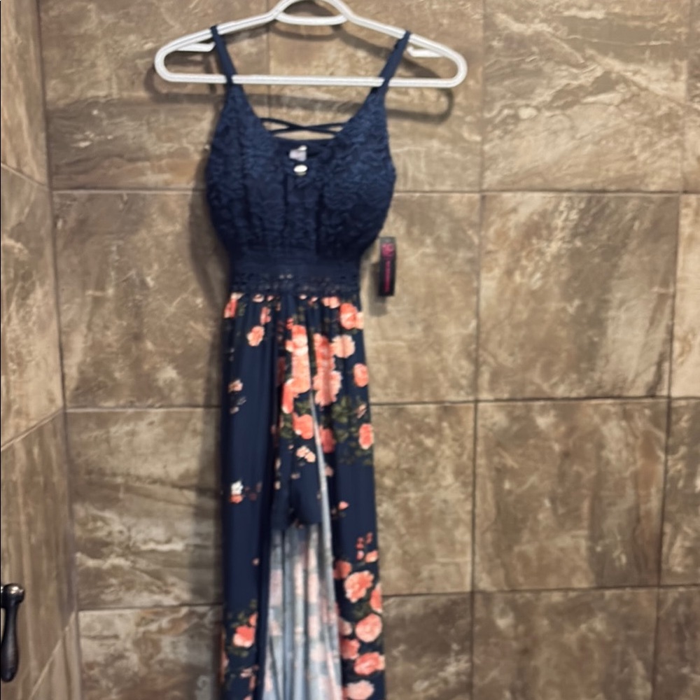 No Boundaries Blue and Pink Maxi Sundress